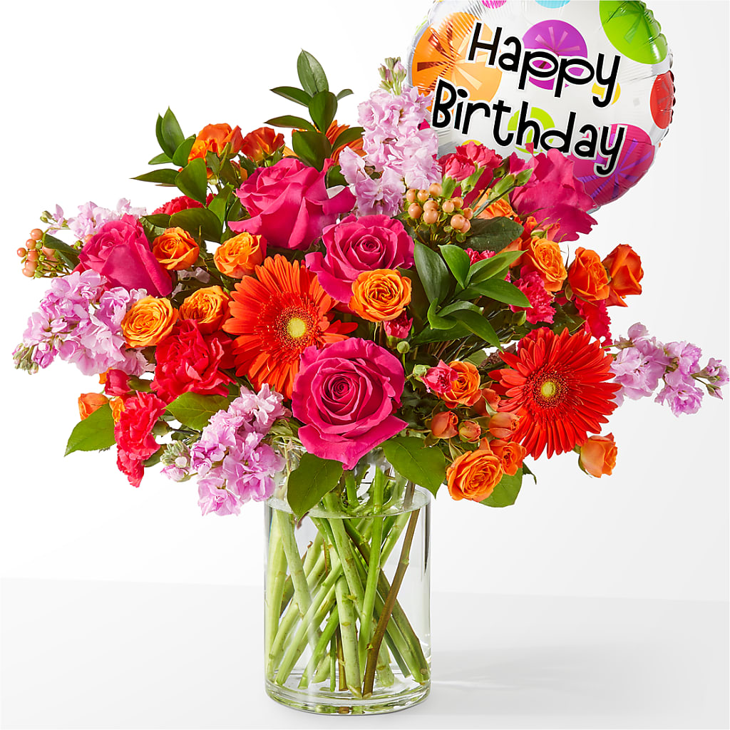 Fiesta Bouquet with Birthday Balloon – Party Evolution Llc, Tampa FL