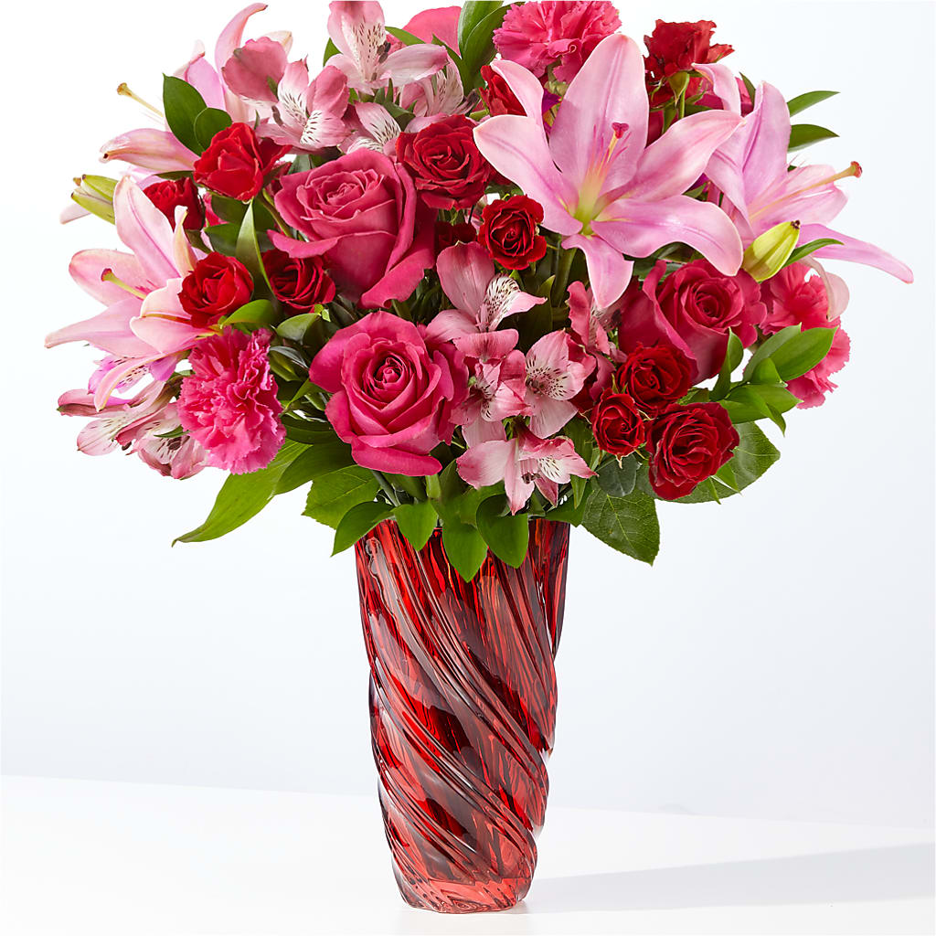 In Love Bouquet with Luxe Swirl Vase – Party Evolution Llc, Tampa FL