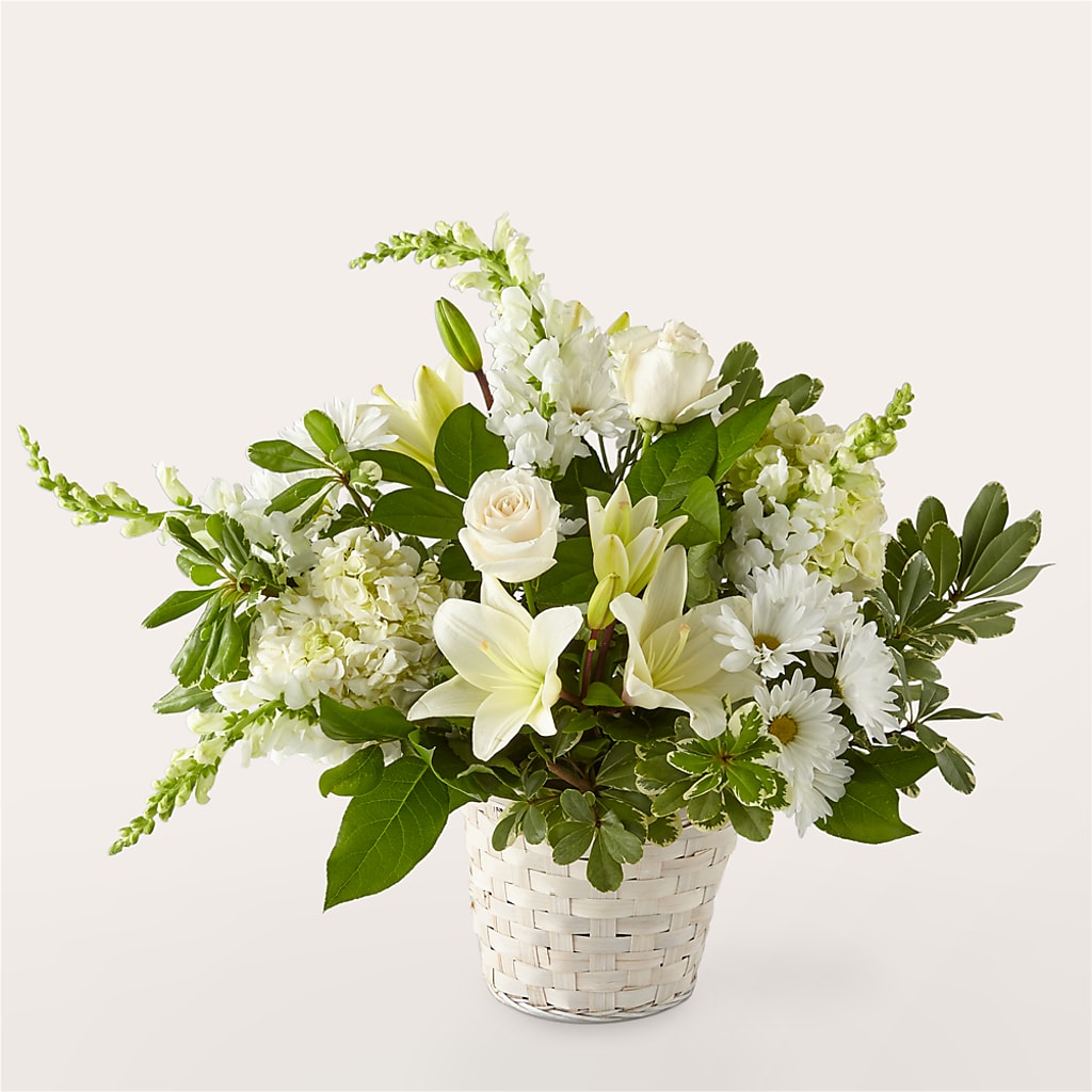 Ivory Elegance Floral Basket – Party Evolution Llc, Tampa FL