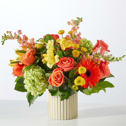 Autumn Sunshine Bouquet with Ivory Vase –  Party Evolution Llc, Tampa FL
